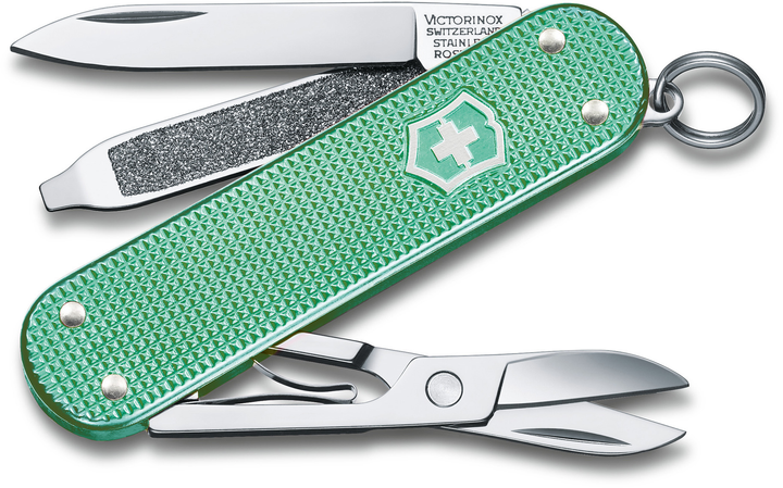 Складной нож Victorinox CLASSIC SD Alox Colors Minty Mint 58мм/1сл/5функ/рифл.голуб /ножн Vx06221.221G - изображение 1