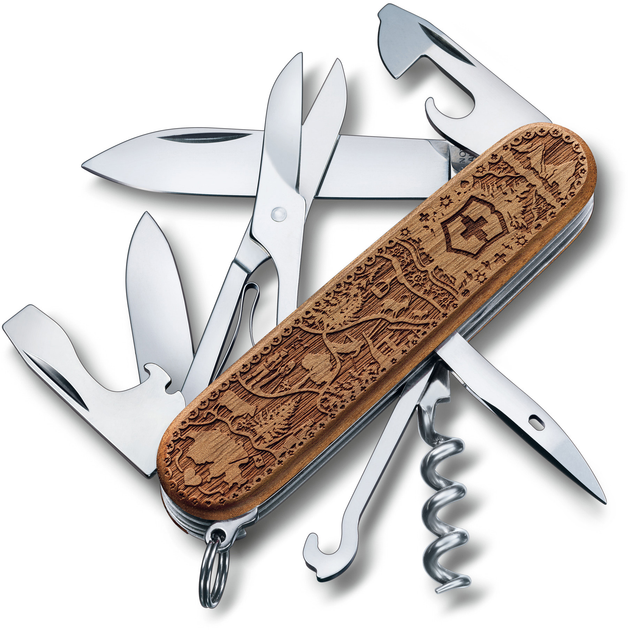 Складной нож Victorinox CLIMBER WOOD Swiss Spirit SE 91мм/12функ/орех /штоп/ножн/крюк (Lim.Ed. 12000) Vx13701.63L21 - зображення 1