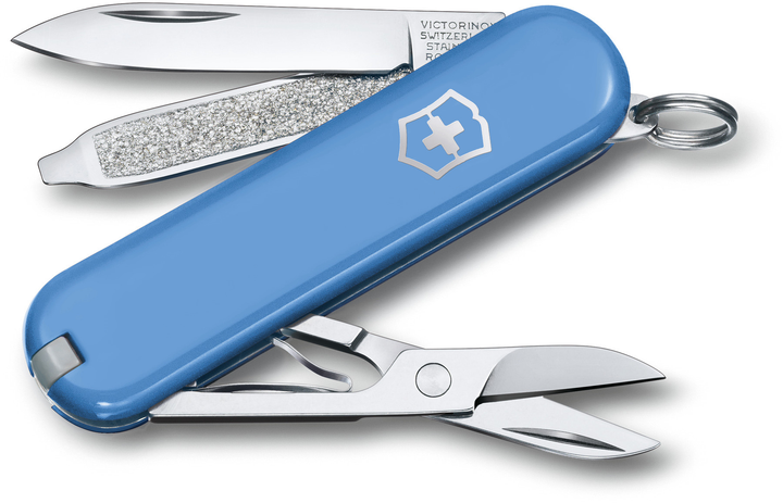 Складной нож Victorinox CLASSIC SD Colors Summer Rain 58мм/1сл/7функ/син /ножн Vx06223.28G - зображення 1