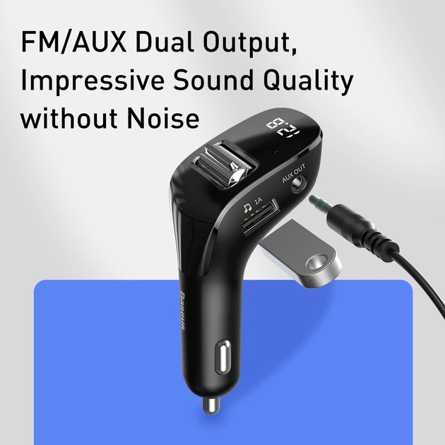 Bluetooth Baseus Streamer AUX/FM MP3 WAV авто адаптер ресивер магнитолы 2USB(3A) Черный - изображение 13