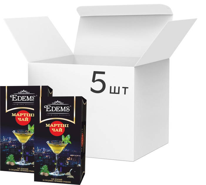 Акція на Упаковка зеленого пакетованого чаю Edems Мартіні 5 пачок по 25 пакетиків від Rozetka