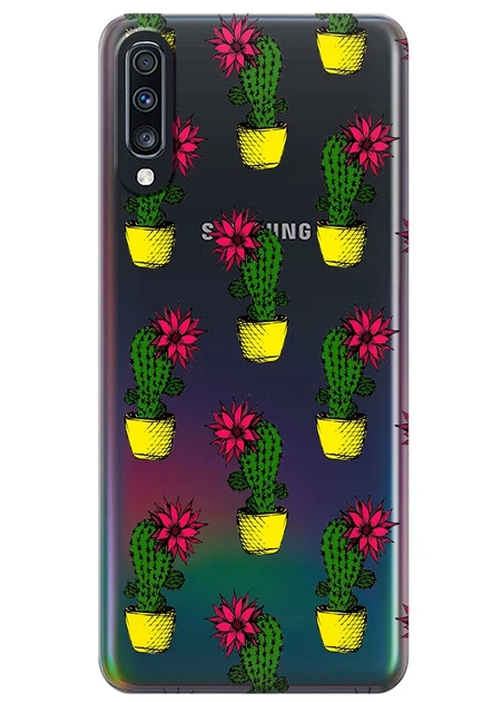 Прозрачный силиконовый чехол iSwag для Samsung Galaxy A70 Кактусы (M6550) - Фото 1 Прозрачный силиконовый чехол iSwag для Samsung Galaxy A70 Кактусы (M6550) - изображение 1