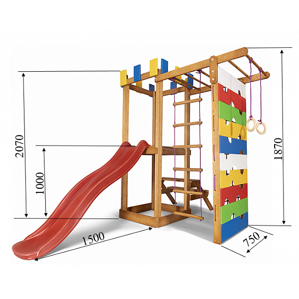 Детский спортивный игровой комплекс Baby Sport SB Babyland №14 Натуральное дерево 230х75х210 см (Babyland-14) - изображение 2