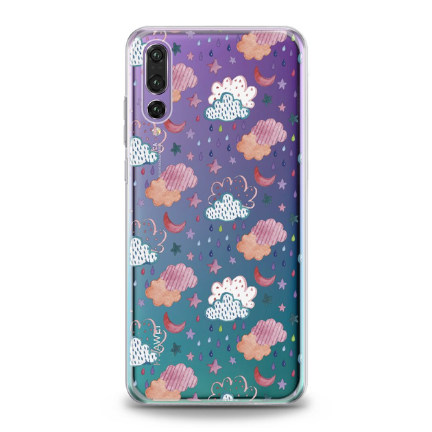 Чохол силіконовий для Huawei (Різнокольорові хмари) P30 Pro хуавей про ...