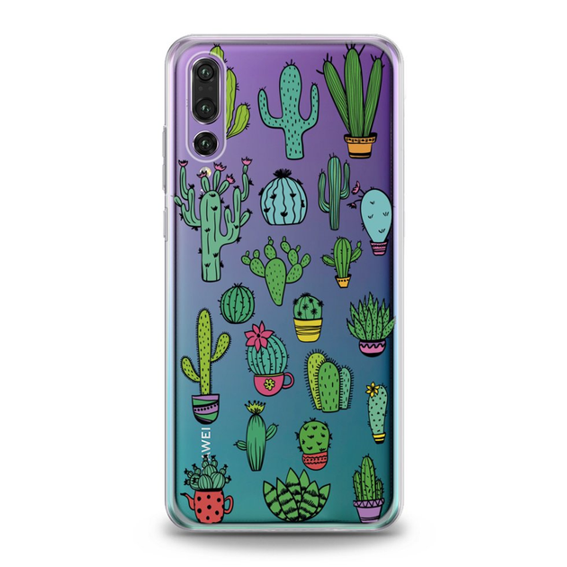 Чехол силиконовый для Huawei (Зеленые кактусы) Honor Magic 2 хуавей ...