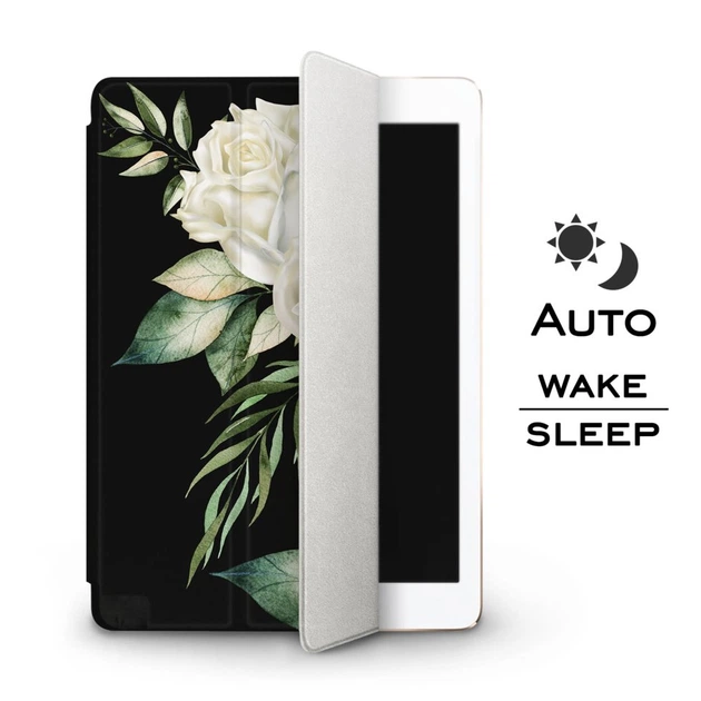 Чехол книжка, обложка для Apple iPad (Белые розы) модели Air 9.7 эпл ...