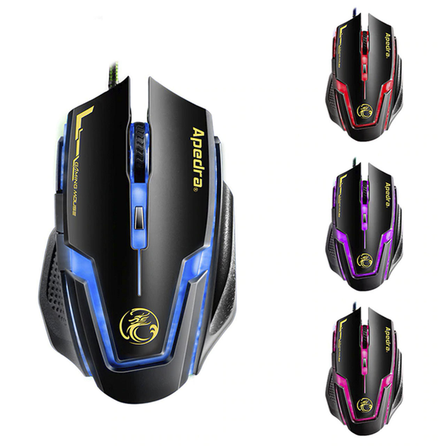 Мышь игровая Apedra A9 USB Black 6 кнопок компьютерная с подсветкой dpi 3200 проводная (SKU_3229-9335) - изображение 6