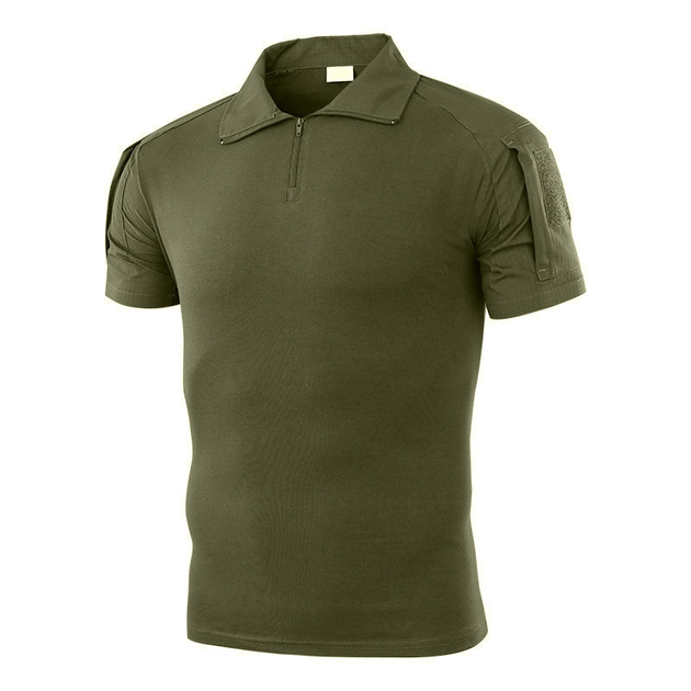 Тактична футболка з коротким рукавом Lesko A416 Green S чоловіча на змійці, з кишенями камуфляжна убокс (SKU_4251-15827) - зображення 1