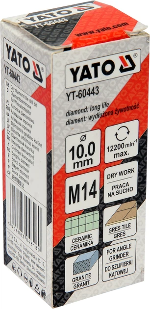 Wiertło koronowe diamentowe do gresu i ceramiki YATO 10 mm — M14 YT-60443 (5906083048180) - obraz 3
