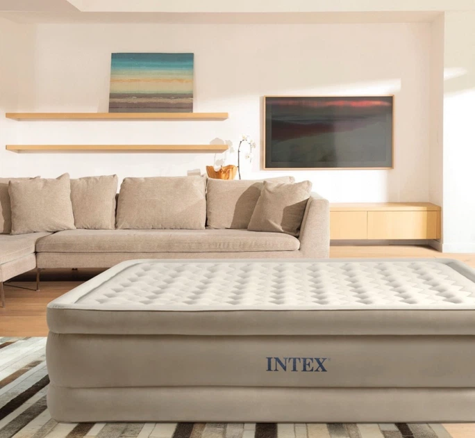 Двуспальная надувная кровать для дома матрас Intex Prime Comfort Elevated со встроенным электронасосом Серая 152х203х46 см (IP-171855) - Фото 4 Двуспальная надувная кровать для дома матрас Intex Prime Comfort Elevated со встроенным электронасосом Серая 152х203х46 см (IP-171855) - изображение 4