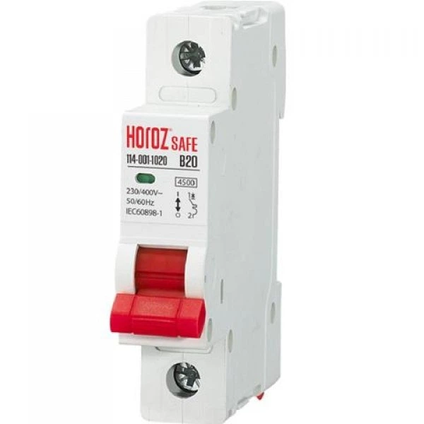 Автоматический выключатель Horoz Electric "SAFE" 20А 1P В (114 001 1020) - Фото 1 Автоматический выключатель Horoz Electric "SAFE" 20А 1P В (114 001 1020) - изображение 1