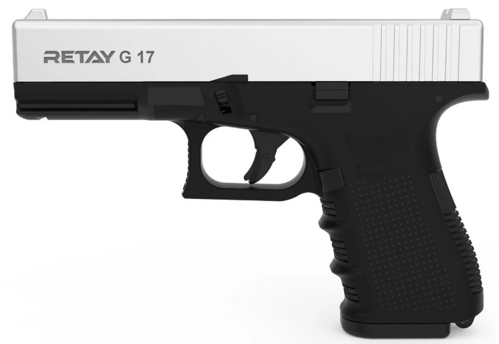 Пистолет стартовый Retay G 19C кал. 9 мм. Цвет - сhrome. 11950334 - изображение 1