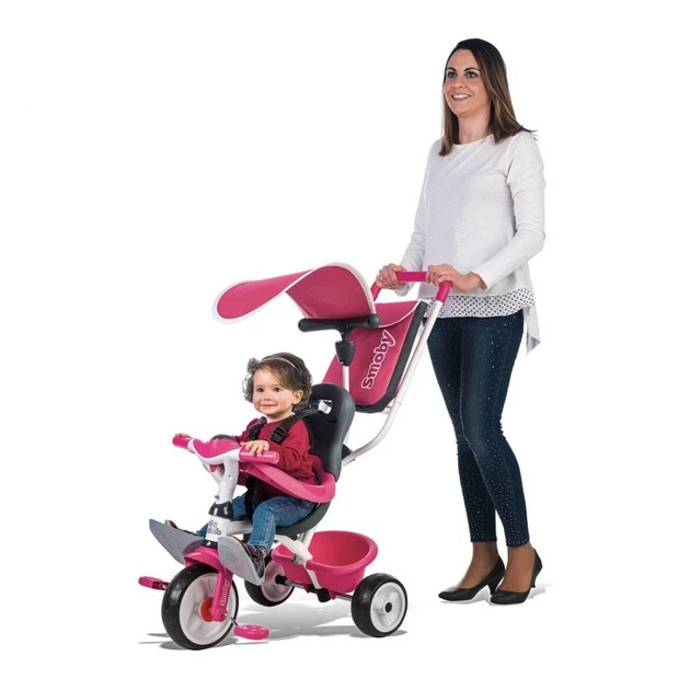 Велосипед трехколесный Smoby Baby Balade Розовый металлический с EVA колесами и багажной корзиной - изображение 2