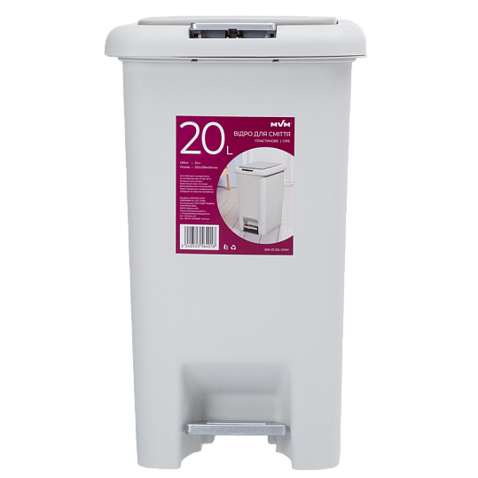 Ведро для мусора 20 л с крышкой и педалью пластиковое MVM BIN-01 20L GRAY - изображение 11
