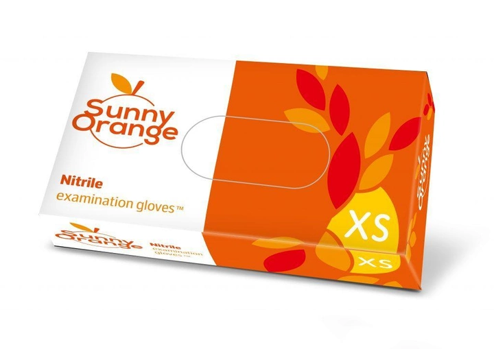 Рукавички медичні оглядові нітрилові нестерильні Sunny Orange, 100 шт/уп, XS - изображение 1