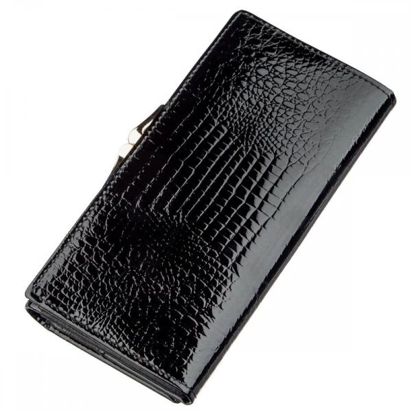 Женский чёрный кошелёк из натуральной лаковой кожи ST Leather 18910 Черный - Фото 5 Женский чёрный кошелёк из натуральной лаковой кожи ST Leather 18910 Черный - изображение 5