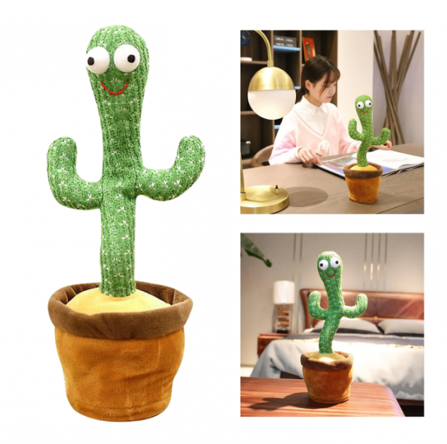 Танцующий плюшевый кактус в горшке поющий 120 песен с подсветкой Dancing Cactus - Фото 3 Танцующий плюшевый кактус в горшке поющий 120 песен с подсветкой Dancing Cactus - изображение 3