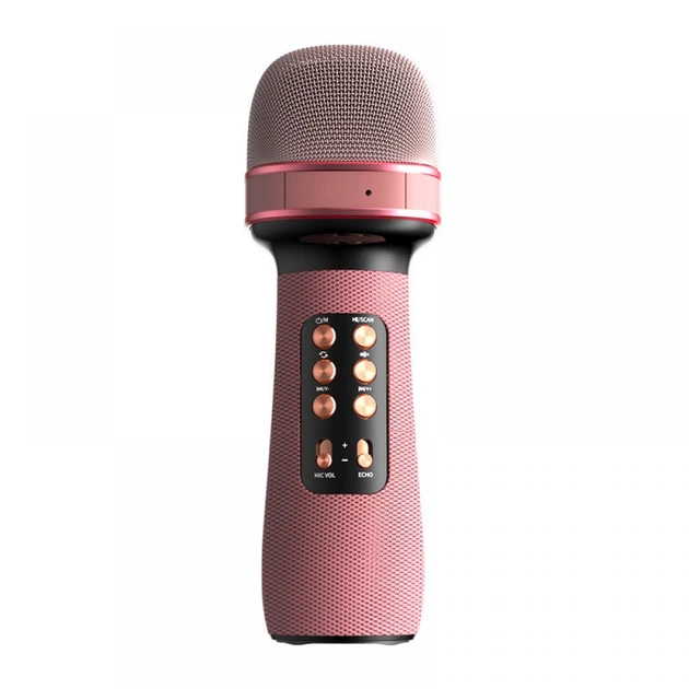Беспроводной караоке микрофон для дуэта Wster WS898, USB, microSD, AUX, FM, Bluetooth, TWS, розовый - Фото 4 Беспроводной караоке микрофон для дуэта Wster WS898, USB, microSD, AUX, FM, Bluetooth, TWS, розовый - изображение 4