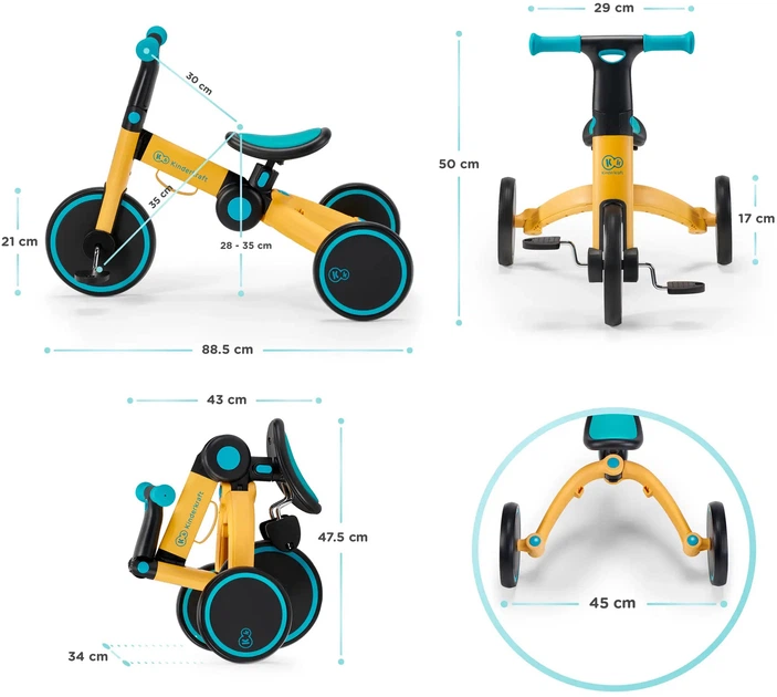 Трехколесный велосипед 3 в 1 KinderKraft 4TRIKE Primrose Yellow (KR4TRI00YEL0000) (5902533916030,0) - изображение 13