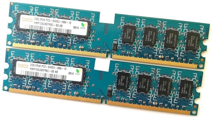 Оперативна пам'ять Hynix DDR2 4Gb (2Gb+2Gb) 800MHz PC2 6400U CL6 ...