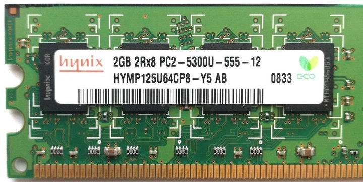 Оперативна пам'ять Hynix DDR2 2Gb 667MHz PC2 5300U CL5 (HYMP125U64CP8-Y5) Б/У - Фото 2 Оперативна пам'ять Hynix DDR2 2Gb 667MHz PC2 5300U CL5 (HYMP125U64CP8-Y5) Б/У - зображення 2