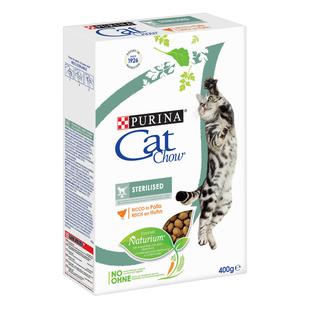 Сухой корм для стерилизованных кошек Cat Chow Sterilized 400 г (курица) - Фото 1 Сухой корм для стерилизованных кошек Cat Chow Sterilized 400 г (курица) - изображение 1