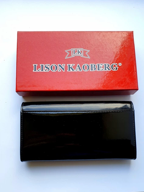 Женский кожаный лаковый кошелек Onel Lison Kaoberg-011 черный - изображение 2