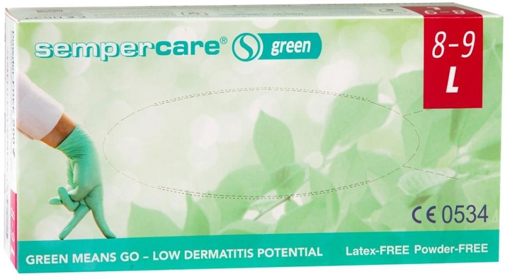 Перчатки медицинские смотровые нитриловые Igar Sempercare Green нестерильные неопудреные L 100 пар (9001570534873) - изображение 1