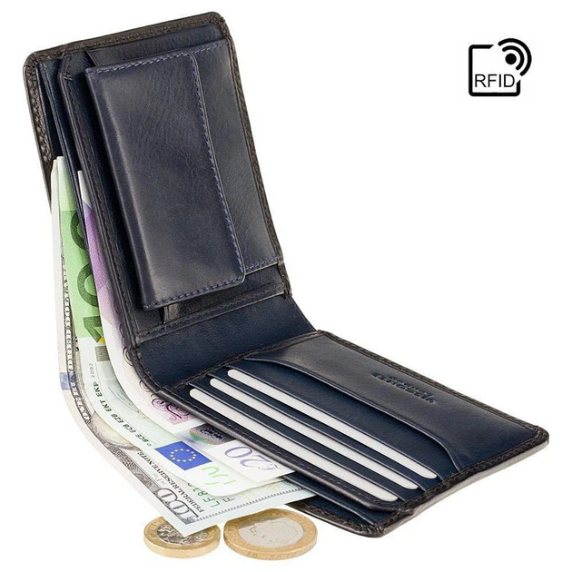 Портмоне мужское кожаное Visconti Arthur c RFID Burnish Blue (AT60 BLUE) - изображение 3