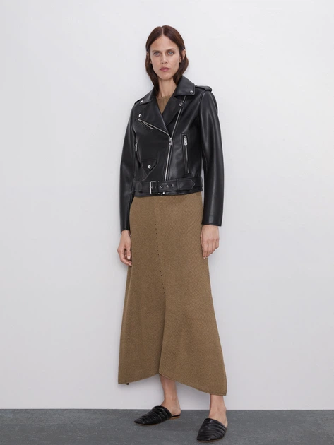 Куртка из искусственной кожи женская Zara 3046/243/800 XL Черная