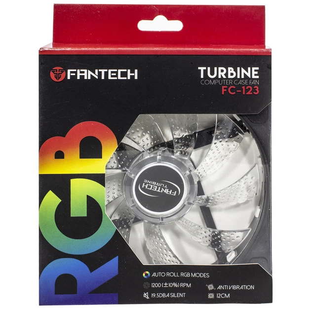 Куллер Fantech Turbine FC-123 вентилятор для корпусу 1200 об/хв RGB підсвічування гідравлічний підшипник - зображення 4