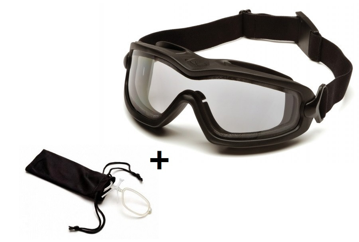 Тактичні окуляри з диоптрической вставкою Pyramex V2G-PLUS прозорі - зображення 1