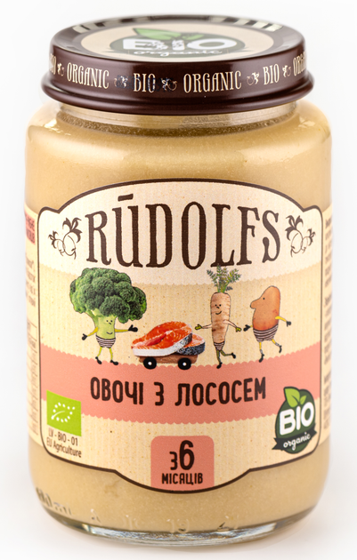 Упаковка пюре органічного Rudolfs Лосось з овочами 190 г х 6 шт. (14751017941741) - зображення 2