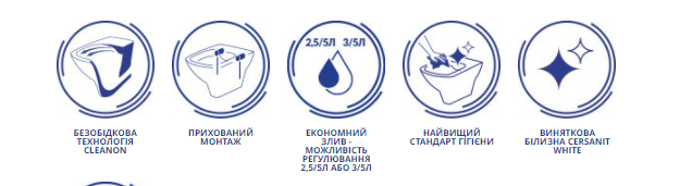 Унитаз подвесной CERSANIT CREA Clean On K114-015 овальный без сиденья - изображение 4
