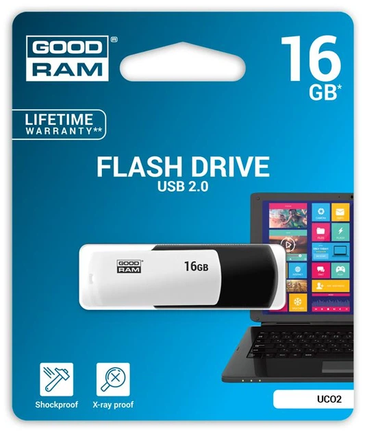 Флеш-накопитель USB 16GB GOODRAM UCO2 (Colour Mix) Black/White (UCO2-0160KWR11) - зображення 2