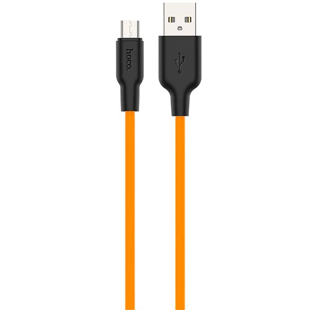 USB Cable Hoco X21 Silicone MicroUSB Black/Orange 1m - Фото 3 USB Cable Hoco X21 Silicone MicroUSB Black/Orange 1m - зображення 3