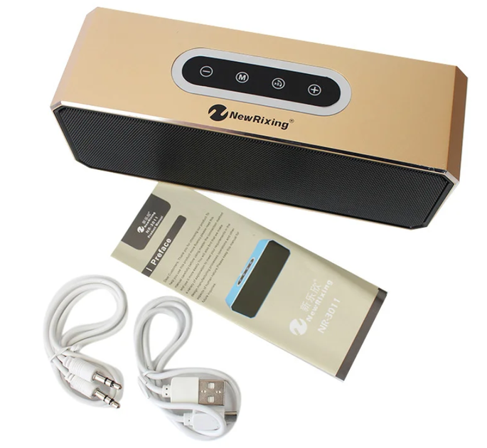 Колонка портативная беспроводная NewRixing NR-3011 Золотая Aurora - изображение 3