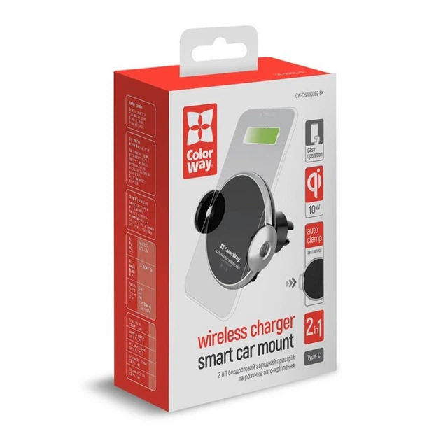 Беспроводное автомобильное зарядное устройство ColorWay AutoSense Car Wireless Charger 2 10W Black (CW-CHAW035Q-BK) - изображение 8