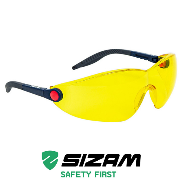 Очки защитные открытого типа с регулировкой длинны и углом оправы 2741 Sizam I-Max желтые 35047 - изображение 1
