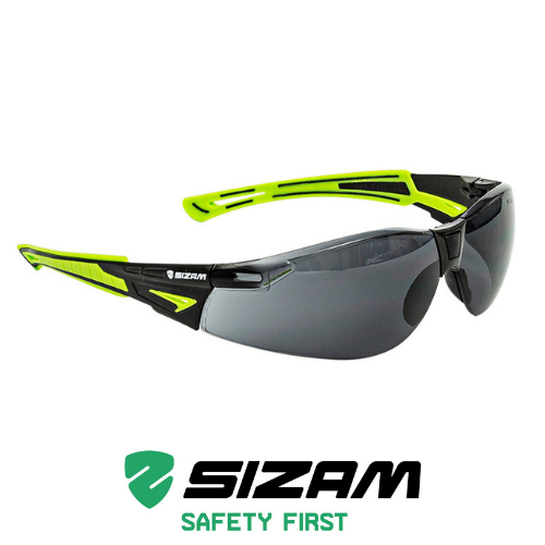Затемнені окуляри захисні відкритого типу з зеленими гумовими елементами 2622 Sizam I-Max чорні 35066 - зображення 1