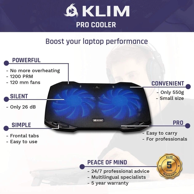 Охлаждающая подставка для ноутбука KLIM Pro Laptop Cooling Pad 10” - 15,6” - изображение 3