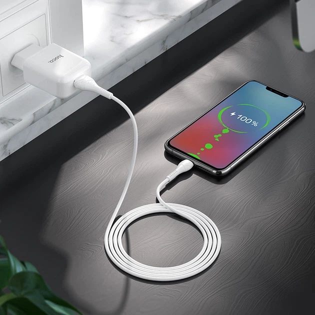 Сетевое зарядное (СЗУ) Hoco N2 (1USB/2.1A) + USB - MicroUSB Белый - Фото 4 Сетевое зарядное (СЗУ) Hoco N2 (1USB/2.1A) + USB - MicroUSB Белый - изображение 4