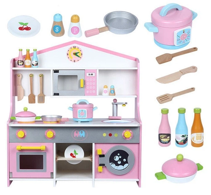 Деревянная игрушечная кухня Kitchen Set большая кухня детская с плитой и посудой MD 2259 - Фото 3 Деревянная игрушечная кухня Kitchen Set большая кухня детская с плитой и посудой MD 2259 - изображение 3