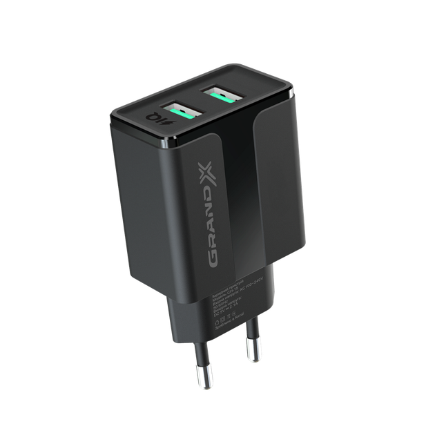 Сетевое зарядное устройство Grand-X CH-15B (2xUSB 2.1A) Black - изображение 2