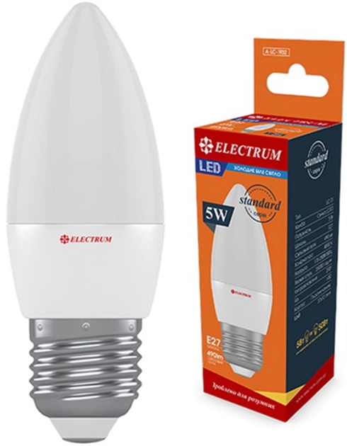 Светодиодная лампа ELECTRUM С37 5W Е27 4000K PA LC-31 (A-LC-1932-3) 3 ...