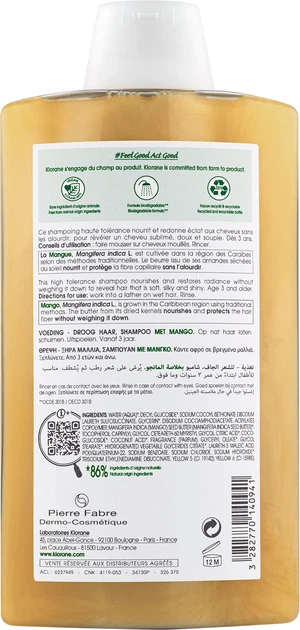 Odżywczy szampon do włosów suchych Klorane Mango 400 ml (3282770140941) - obraz 2