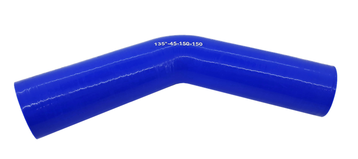 Патрубок кут 135 ° - D = 45 товщина = 4 мм (150 мм х 150 мм) силікон синій 135-45-150х150 - зображення 1