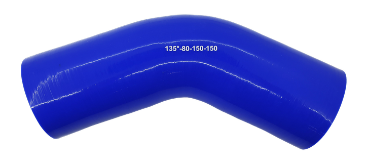 Патрубок кут 135 ° - D = 80 товщина = 5 мм (150 мм х 150 мм) силікон синій - зображення 1