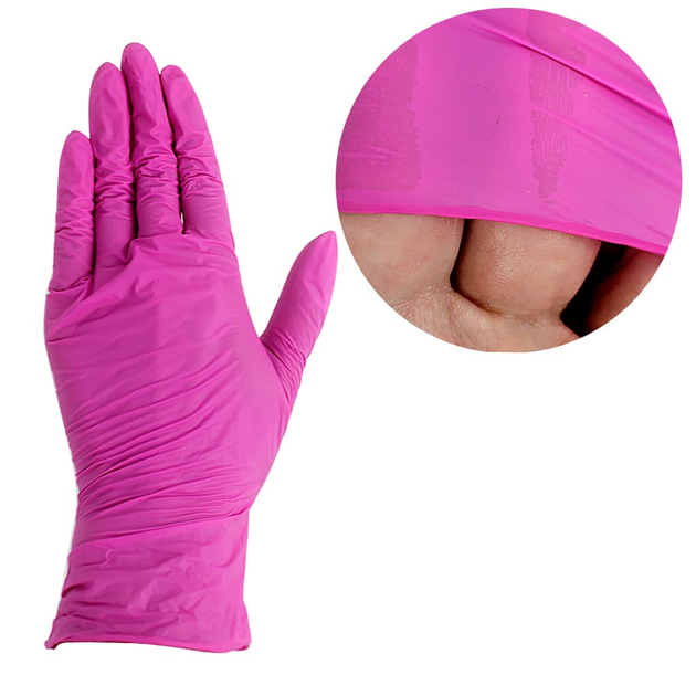 Перчатки IGAR нитриловые без талька (набор перчаток), розовый, размер М, 200 шт (0088788) - изображение 1