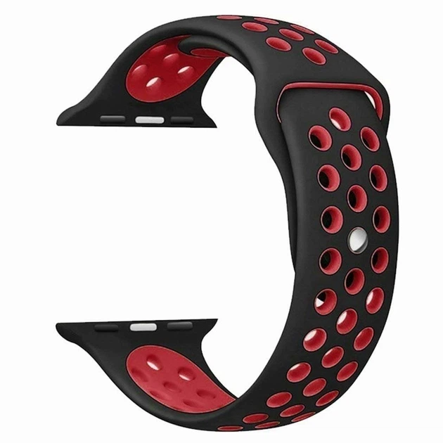 Силиконовый ремешок Fruct Nike Sport Band for Apple Watch 42/44/45/46/49 mm Black Red - Фото 3 Силиконовый ремешок Fruct Nike Sport Band for Apple Watch 42/44/45/46/49 mm Black Red - изображение 3